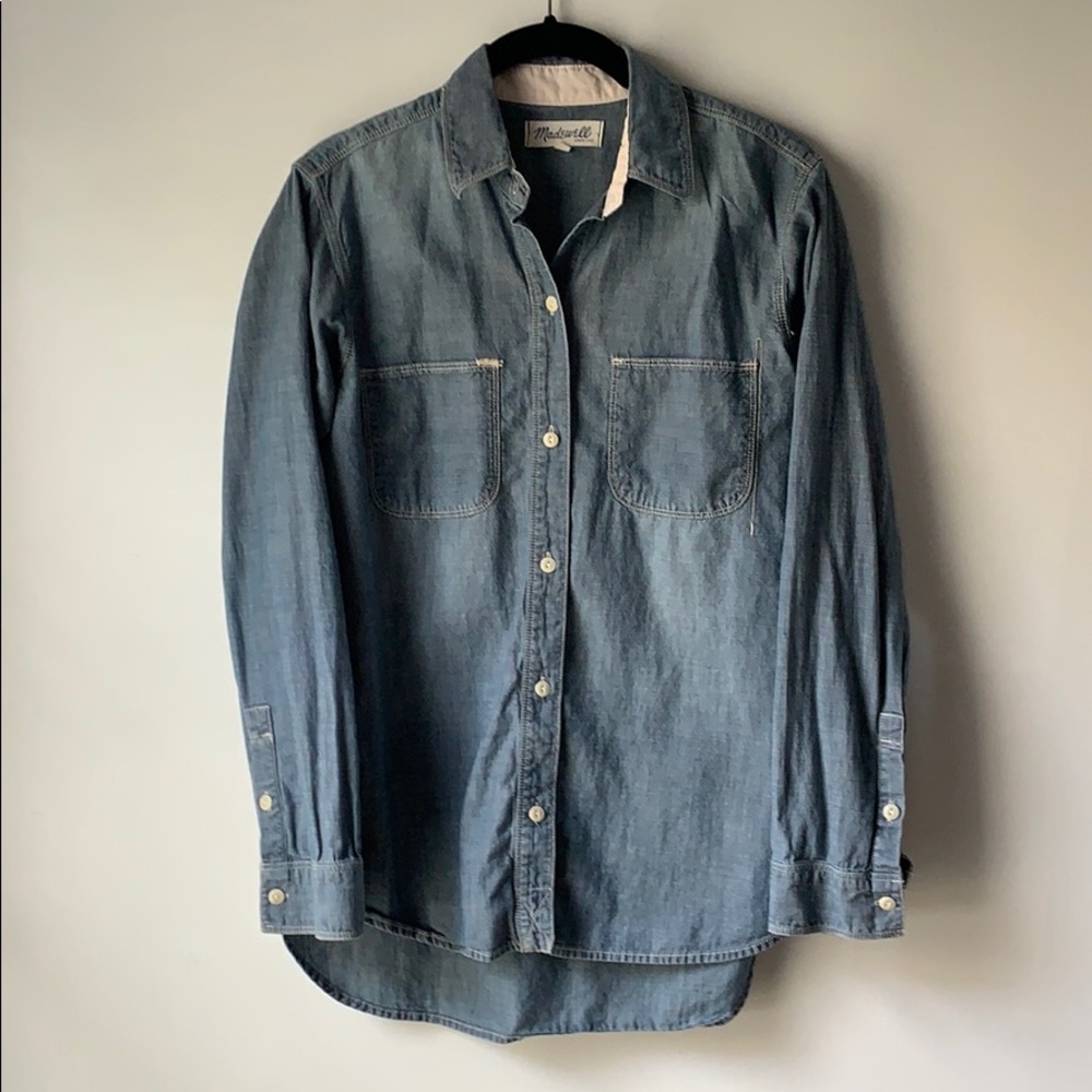 100% cotton madewell chambray button down